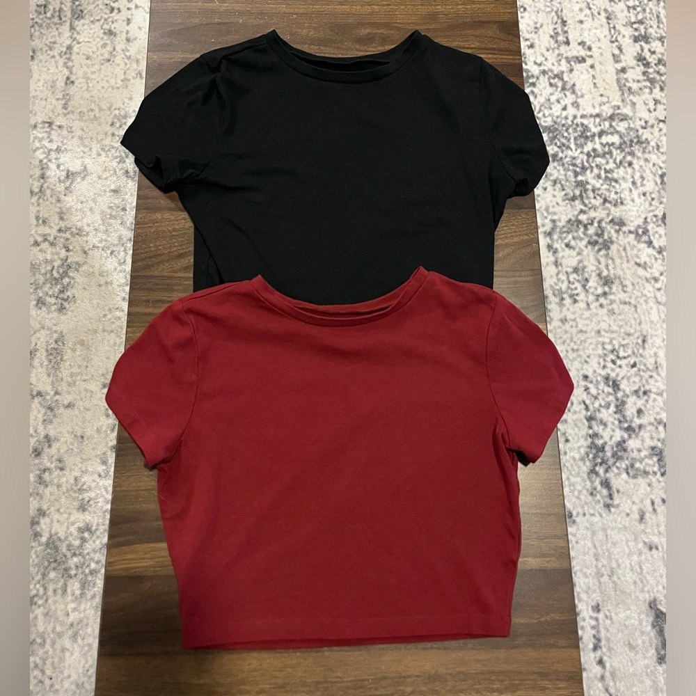 wild fable Black and Burgundy Crop Tops